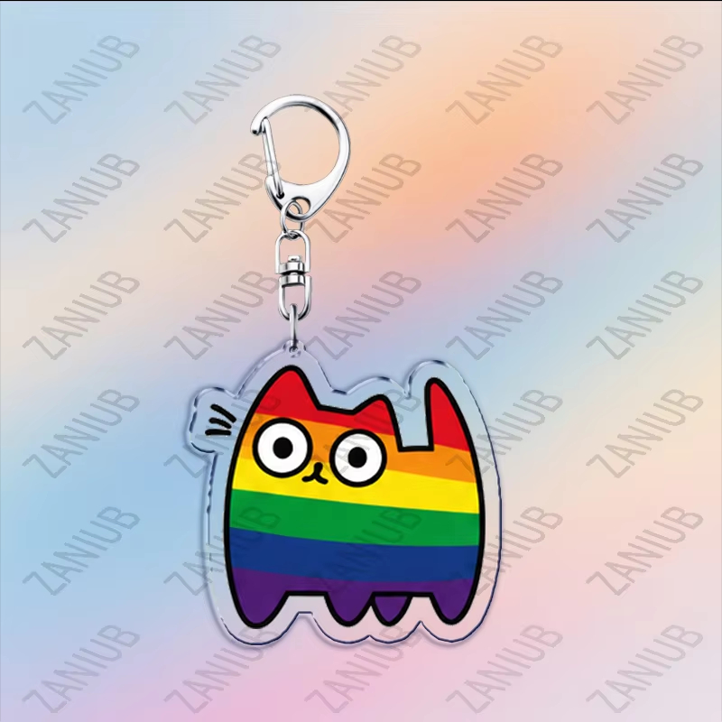 Cat LGBT Rainbow Love Keychain - Carabiner Keychain ulasan dan harga