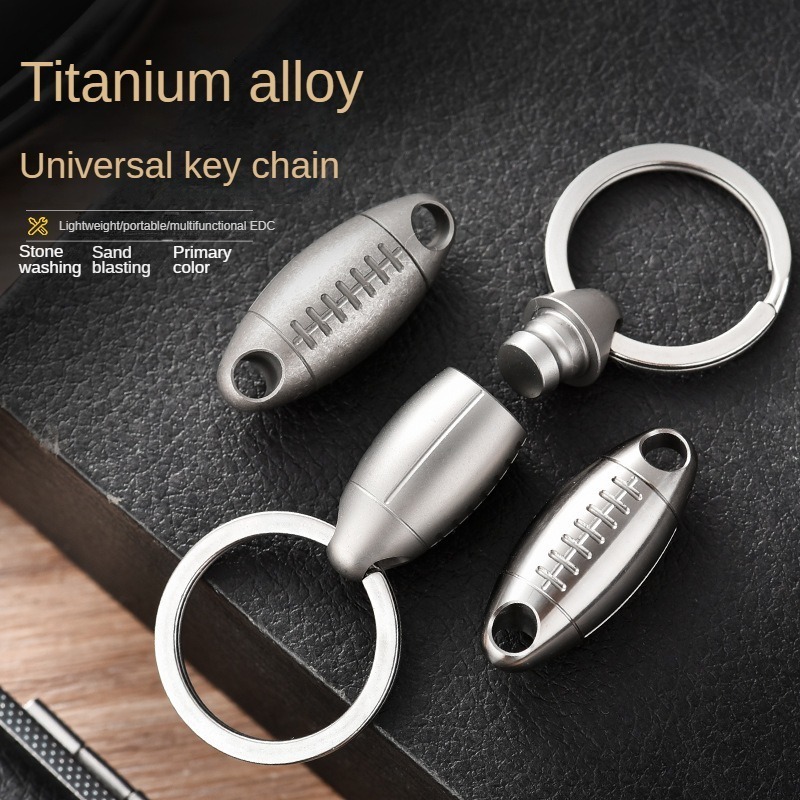 Titanium Rugby Shape Keychain  - Edc Carry Backpack ulasan dan harga
