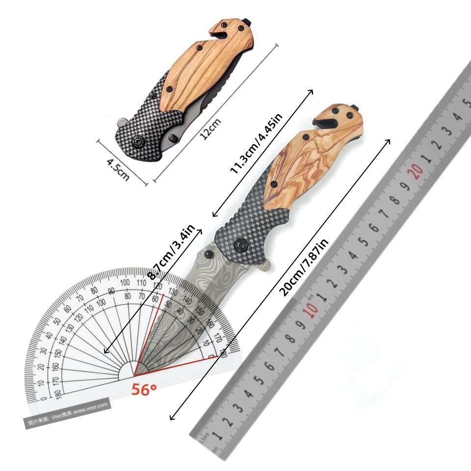 Damascus Pattern Folding Knife - Edc Daily Carry ulasan dan harga