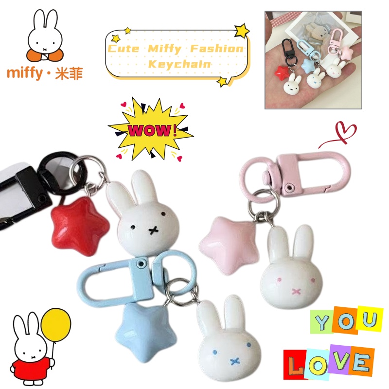 Kawaii Miffy Keychain Cute Rab - Carabiner Keychain ulasan dan harga